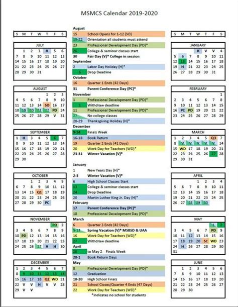 msbsd school calendar